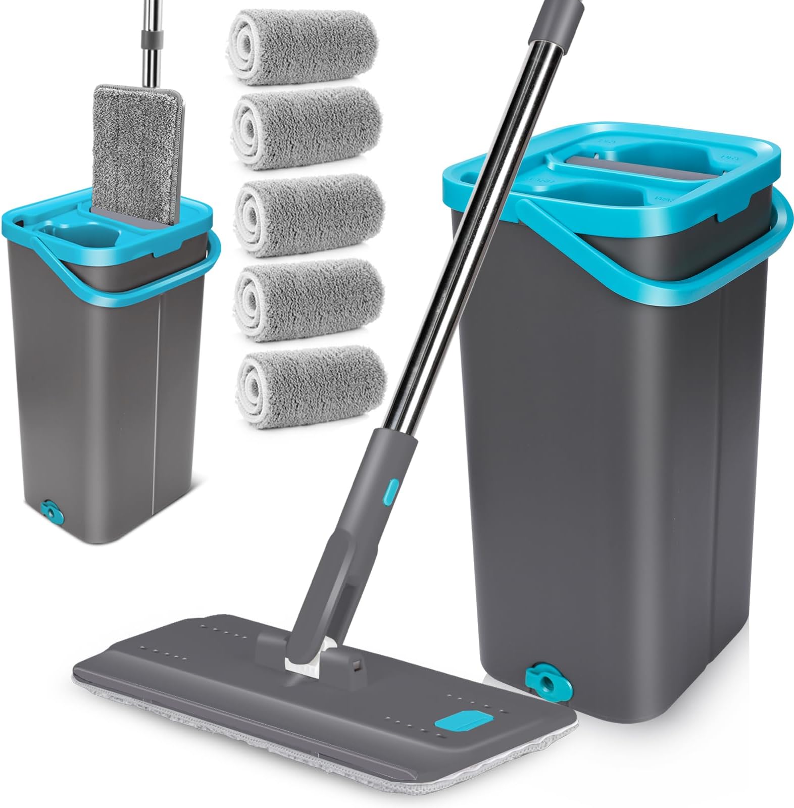 WONDERHOME Bodenwischer Set mit Eimer trennt Schmutz von