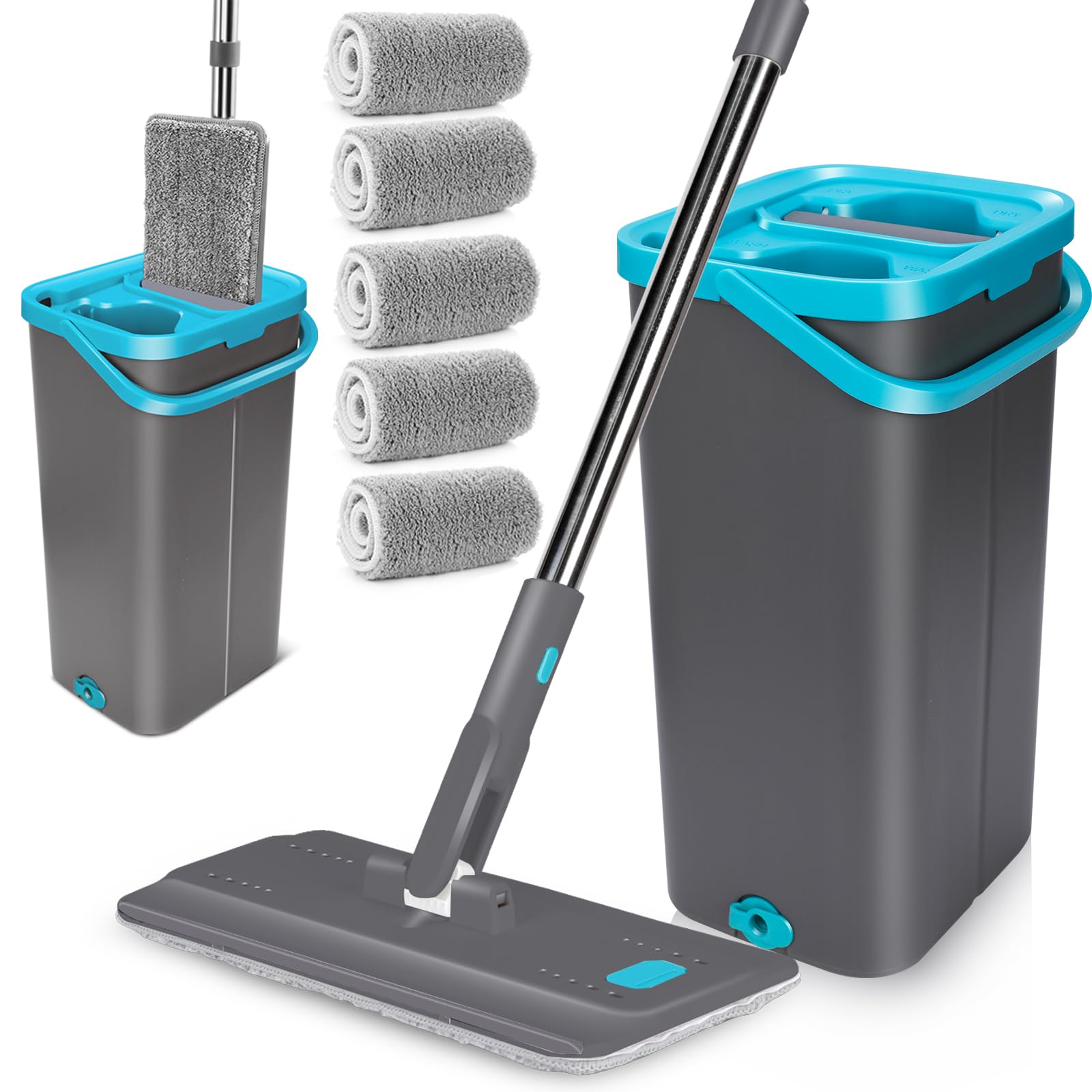 Set De Nettoyage Turbo Mop DUO - Serpillière Microfibre Et Seau Avec Essorage