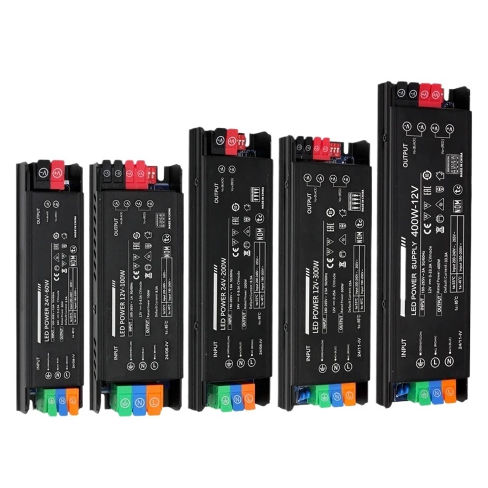 Trasformatore di illuminazione a LED Ultra-sottile AC100-265V a DC 12V 24V 60W 100W 200W 300W 400W driver tensione regolabile(60W AC100-265V,DC 24V)