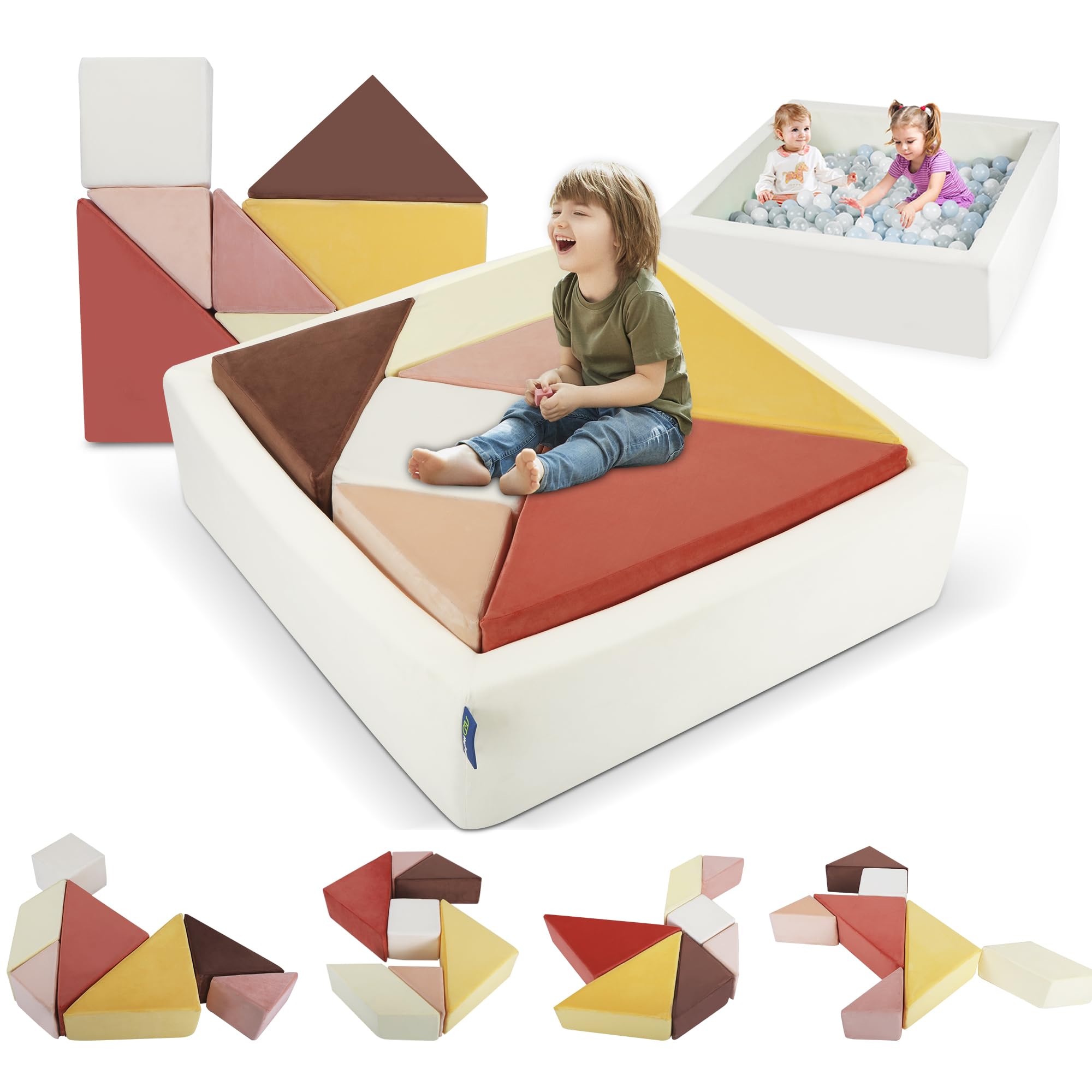 Heypappy Kids Play Sofa, Tangram Square Puzzles Couch Furniture