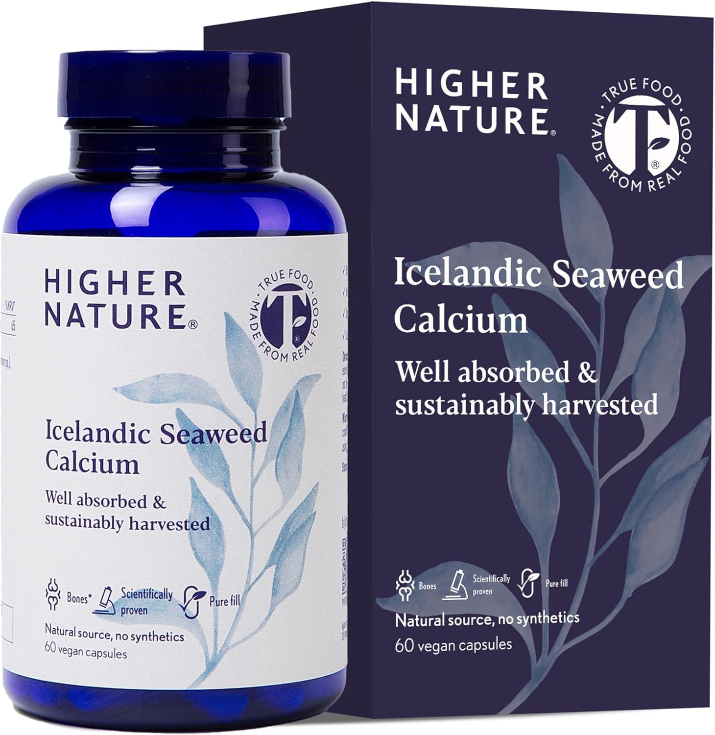 Higher Nature Icelandic Seaweed Calcium - True Food® - 260mg - 60 Capsules