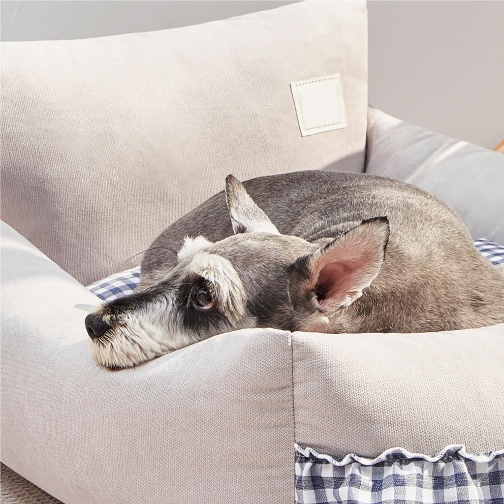 Dog Bed Creative Backrest Pet Sofa Bed Four Seasons Universal Removable and Washable Dog Kennel Cat Kennel Warm in Winter Pet Bed (Color : Gray, Size : 63cm*55cm20cm) (Gray 24.8"L x 21.7"W x 8.7"Th)