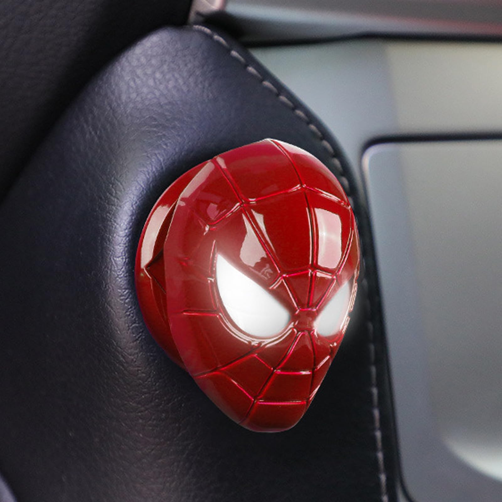 MOTONG Metal Engine Ignition Case Cover, Anti Scratch GM Push Start Button Cover for Car Boat Motor (Spiderman Red)