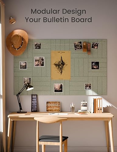 Miniatura 5 de FLUXYNARA - Tablero de anuncios de fieltro 48 x 36 pulgadas, alternativa al corcho, paquete de 12, 70 lengüetas adhesivas, panel de pared grueso