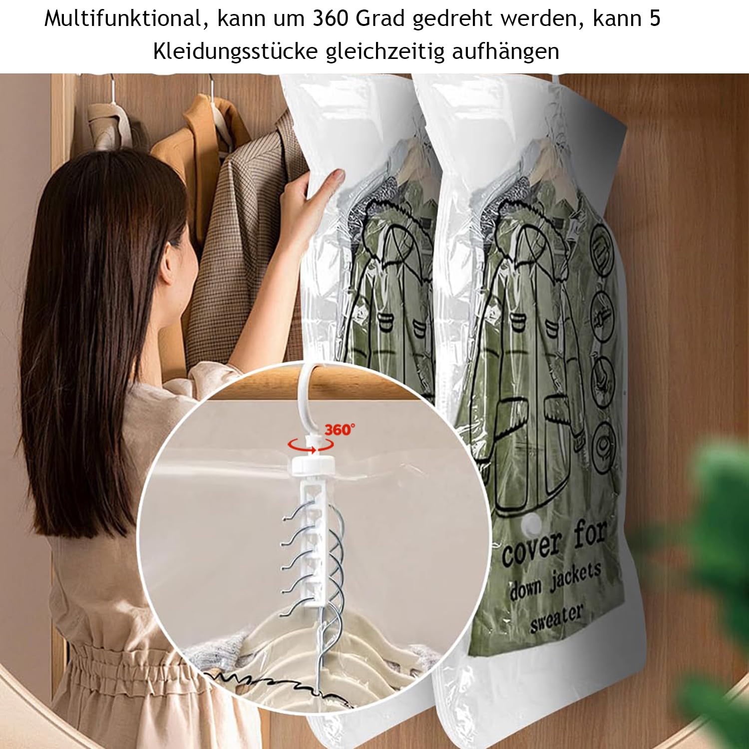 Sacchetti Sottovuoto Per Vestiti Da Appendere - 4 Pezzi 105x70 Cm, Salvaspazio - Foto 2