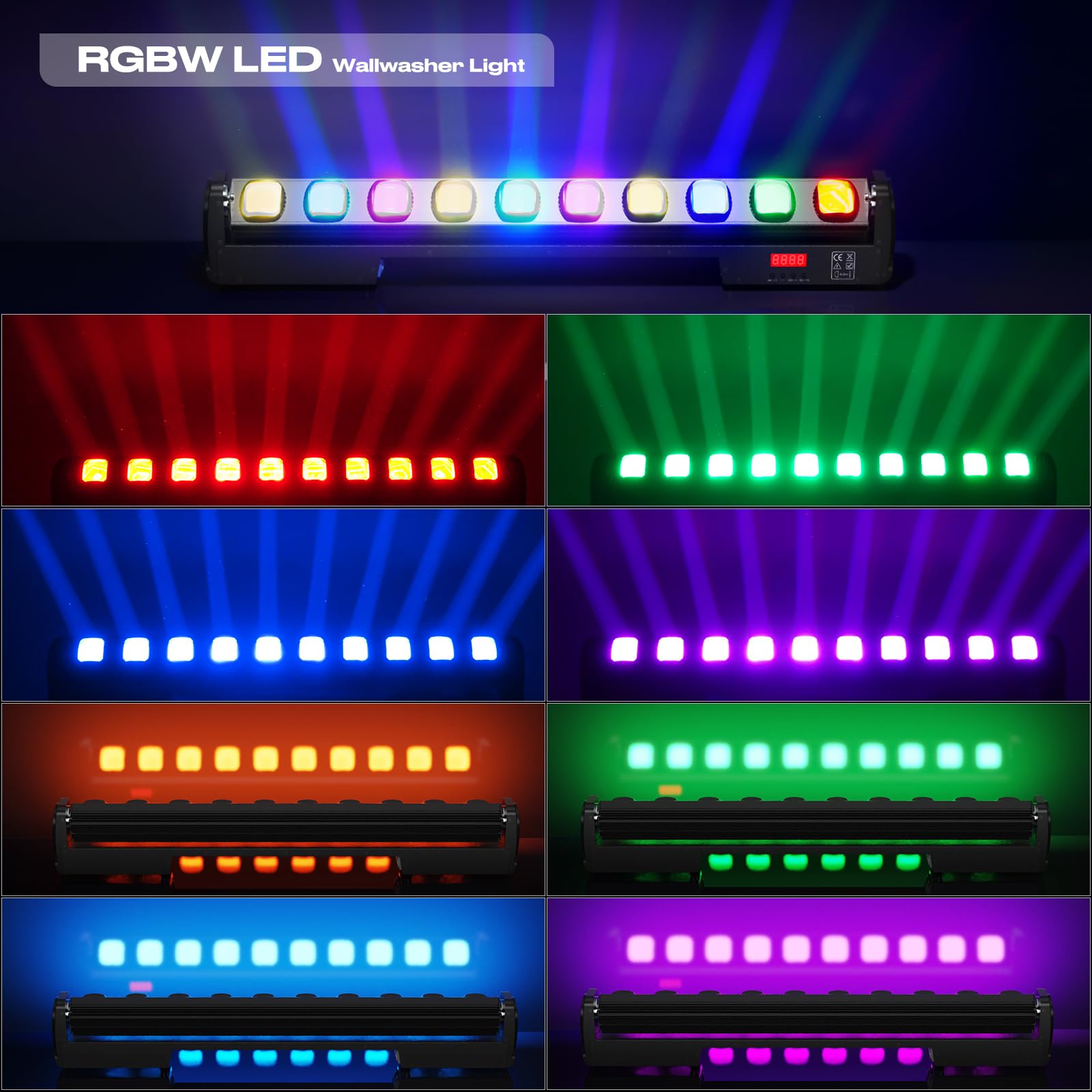 UKing 250W Wallwasher Lumières de Scène, RGBW 4in1 LEDs dmx512 Swing Spotlights Luminaires DJ Luminaires Muraux D'extérieur pour Bars, Discothèques, Fêtes, Mariages