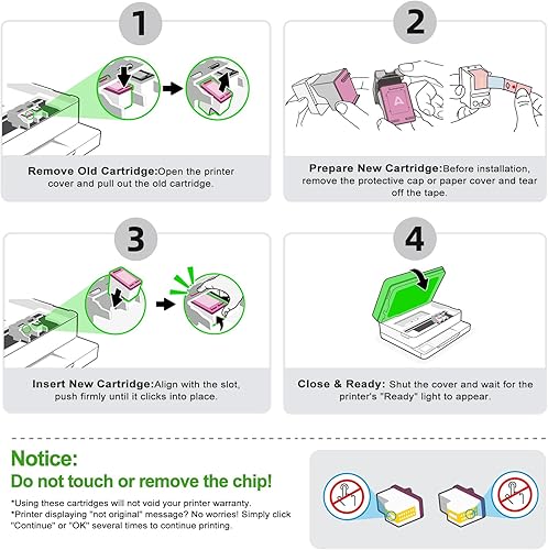 Miniatura 6 de 62XL Ink Cartridges Replacement for HP Ink 62 62XL HP62 Black Color Cartridge Combo Pack Work for 5540 5542 5545 5640 5642 5660 5664 5665 7640 7645