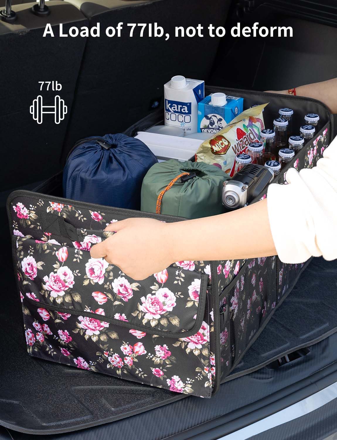 YOHOOLYO Car Trunk Organizer for SUV 72L Large Capacity Collapsible 4 Compartment Storage Multicolor Car Accessories for Women — view 5