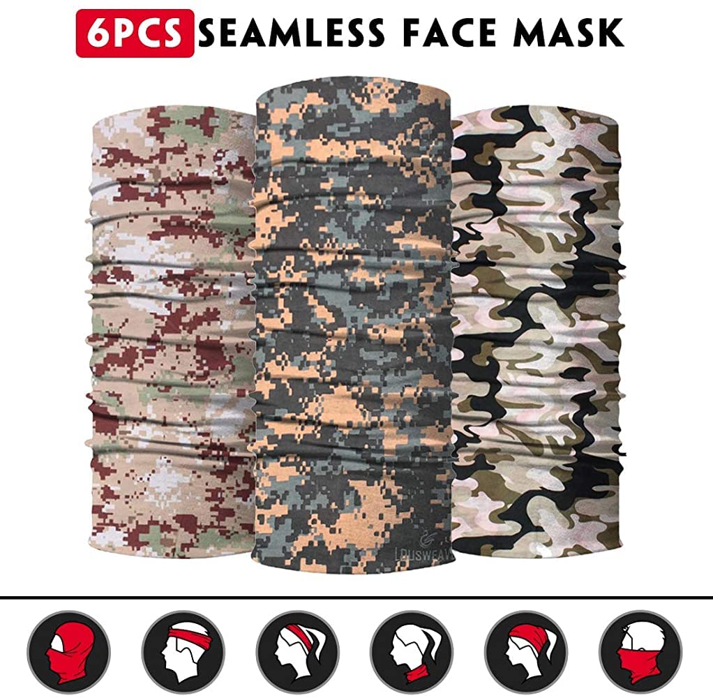 KETKAR Men Camouflage Print Seamless Neck Gaiter Bandana Face Mask for Outdoor Activities_Free Size(Pack Of 09) 1