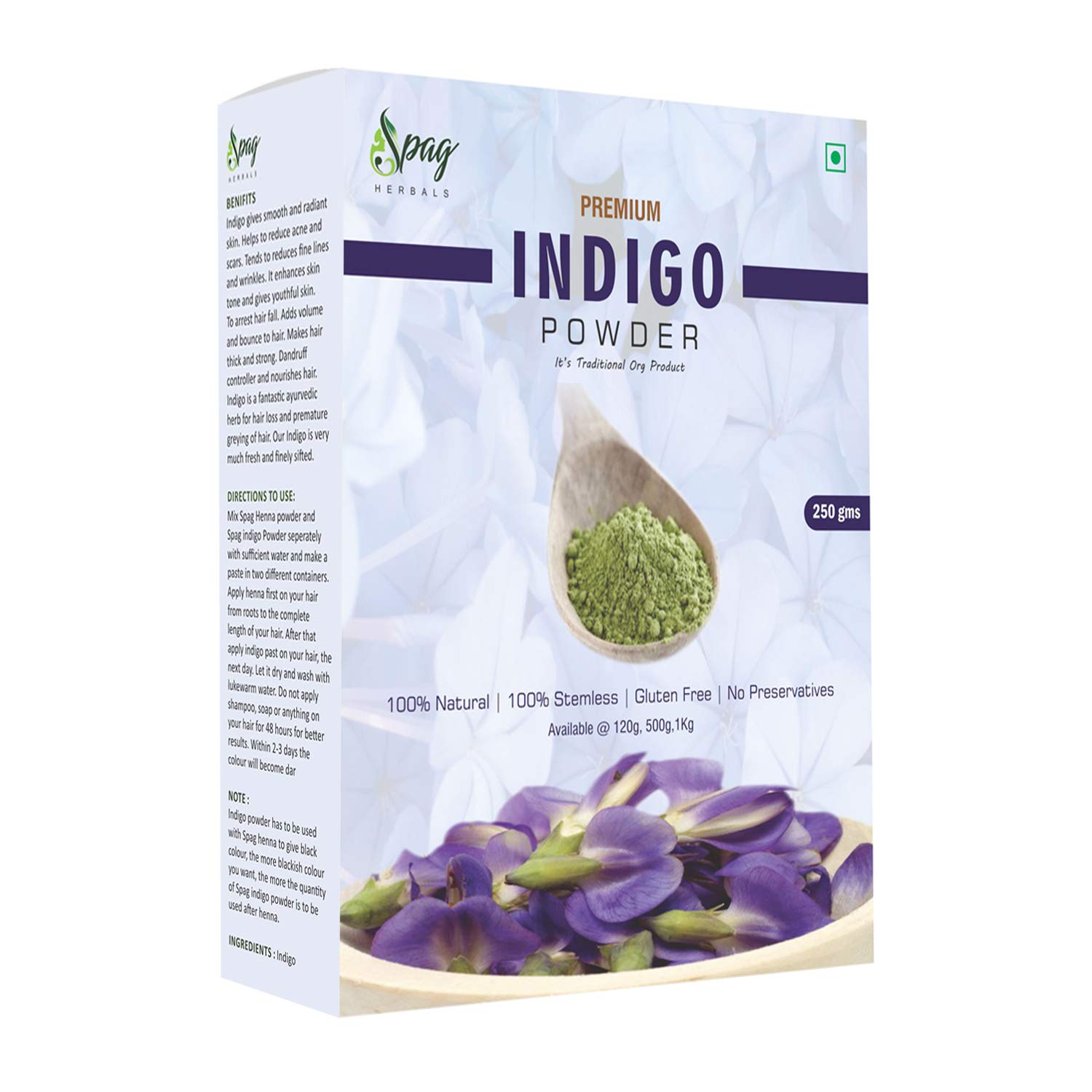 Spag Herbals Premium Organic Indigo Powder For Hair Care 120 gms