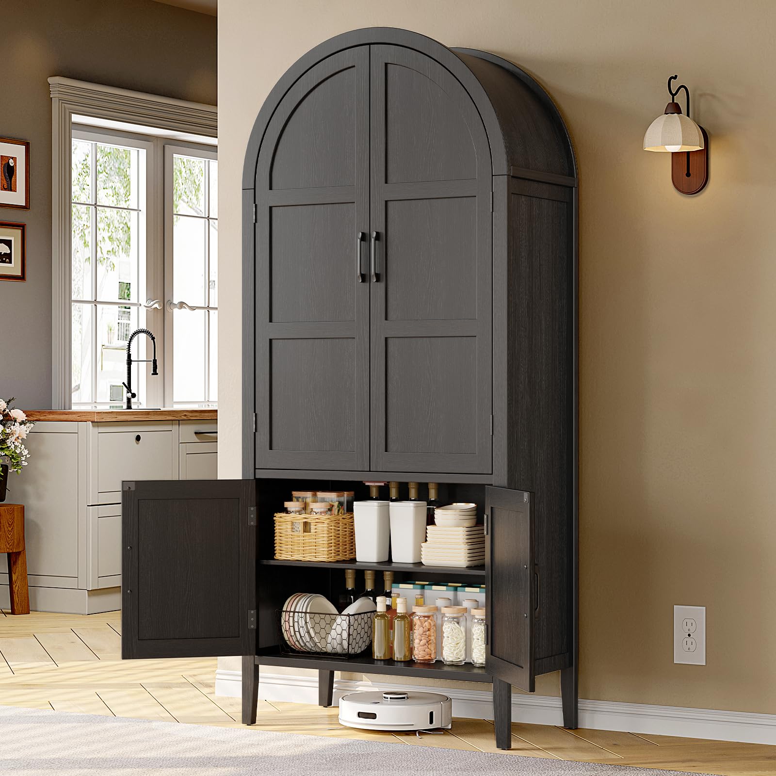 ONBRILL 71 Tall Wooden Arched Cabinet