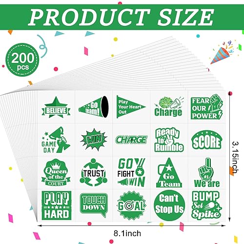 Miniatura 2 de Demissle 200 tatuajes temporales de espíritu de equipo, porristas número 1, tatuajes temporales de sóftbol, fútbol, béisbol, tatuajes faciales y