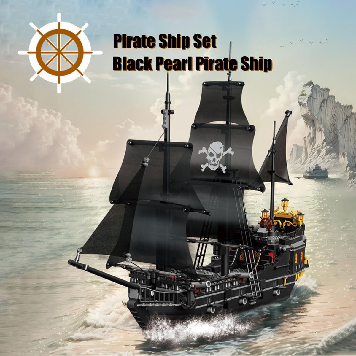 BDYDT Black Pearl Pirate Ship Mini Building Blocks Set（1424PCS） Building Set Model Toys Gifts for Kid and Adult，Interesting Gifts for MOC Pirate Ship Enthusiasts