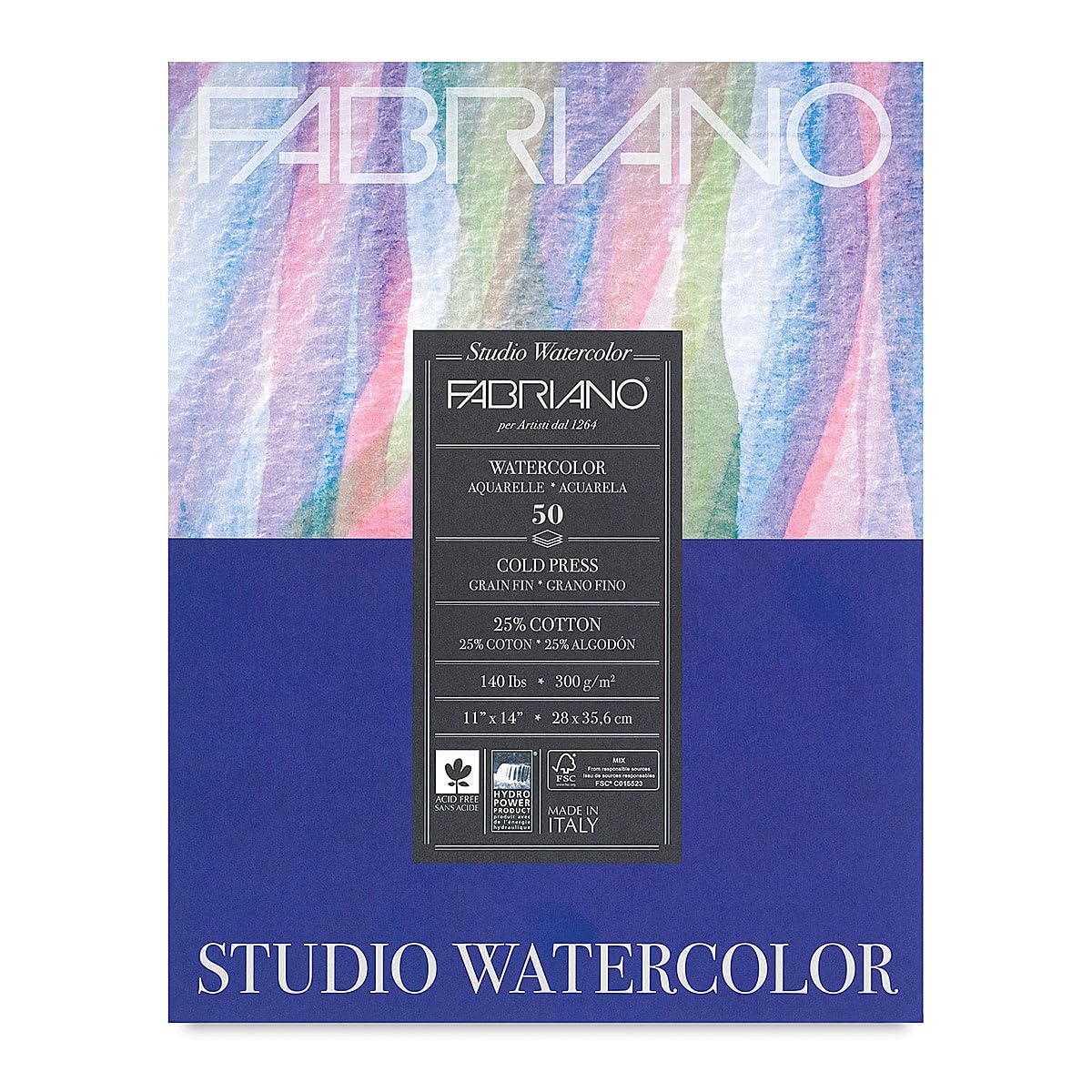 Studio Watercolor Pad, Cold-Press, 11" x 14", 140 lb., 50 Sheets