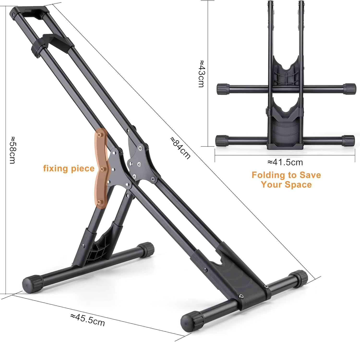 CXWXC Bicycle Stand Floor - Indoor Bike Rack Garage Storage - Bike Stand Floor Type Parking Rack for 20”-29” Mountain MTB & Road Bikes (1 Bike Rack) - Image 3