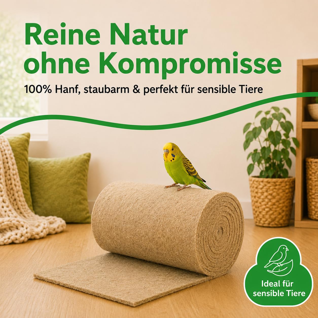 2X Hanfmatten Rolle 0,5m x 5m x 0,5cm für Kleintiere