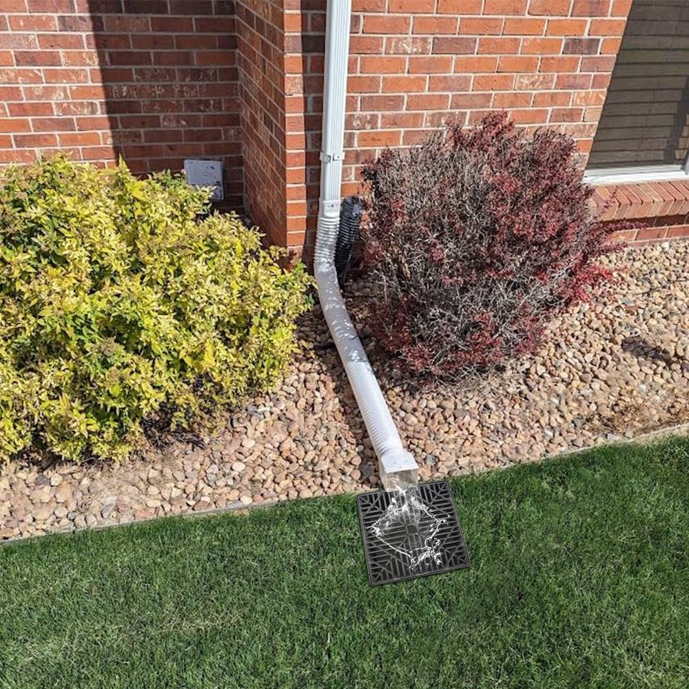 Kit de drenaje de lavabo – Cuenca de captura con rejilla cuadrada, tubo flexible y conector de drenaje, extensiones de canalón para drenaje de lluvia en jardín, patio, césped, carretera