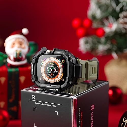 Miniatura 2 de ULTIMAL Correa resistente con funda para Apple Watch de 1.929 in, correa protectora a prueba de golpes de grado militar para hombres, correa de