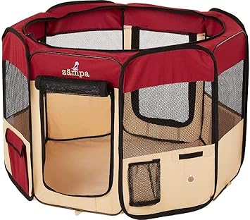 Zampa Pop Up Portable Large 61"x61"x30" Playpen for Dog and Cat, Foldable | Indoor/Outdoor Pen & Travel Pet Carrier + Carryin