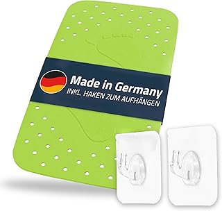 Alfombrilla para bañera, 38 x 72 cm, Color Verde Claro, 100% TPE, Incluye 2 Ganchos, sin PVC, ftalatos, Plomo, látex, Fabricado en Alemania