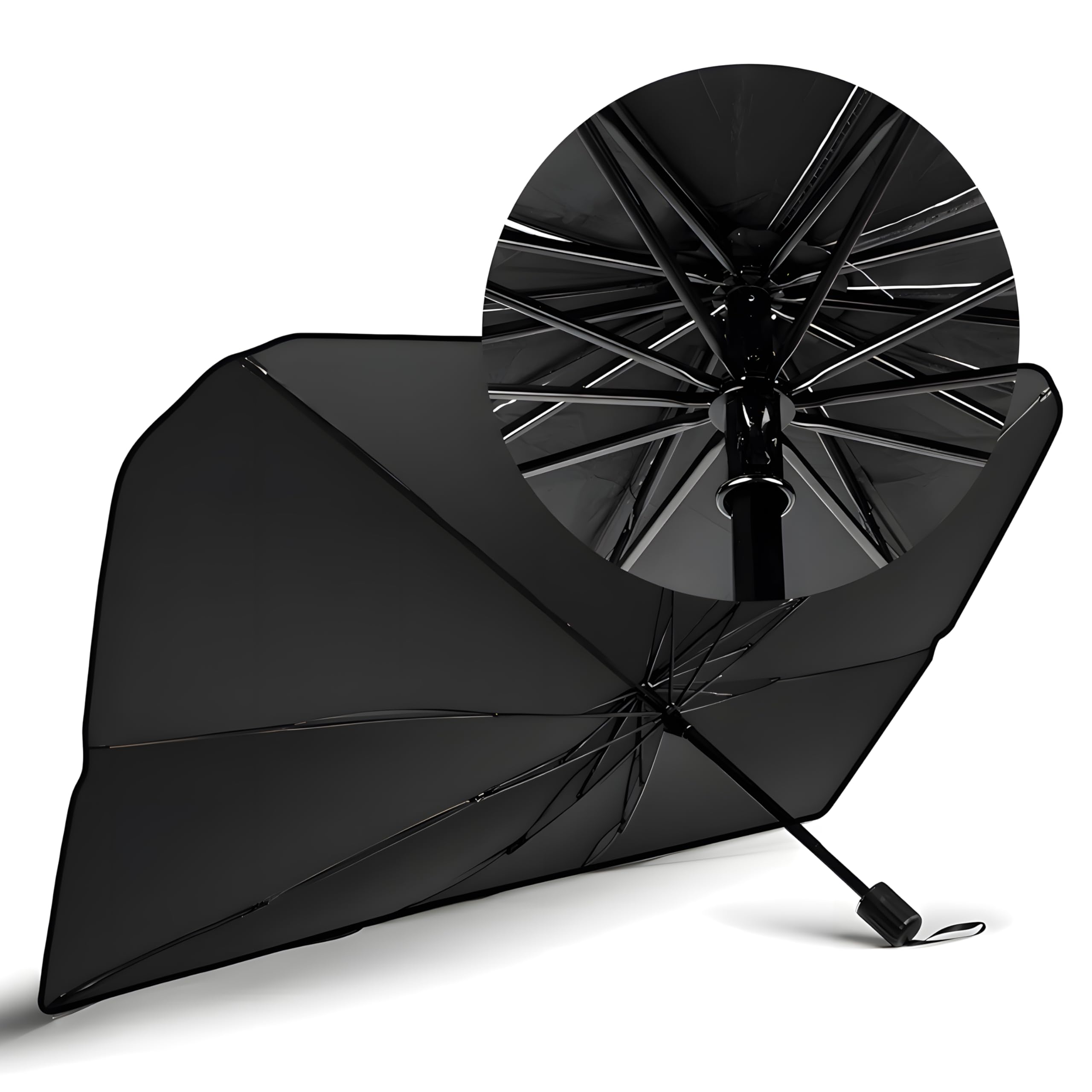 Retoo Parasol Coche 123x65 Cm, Parasol Plegable para Parabrisas, Protección Solar UV, Mango Flexible, Sombrilla Coche Delantera Universal para Interior