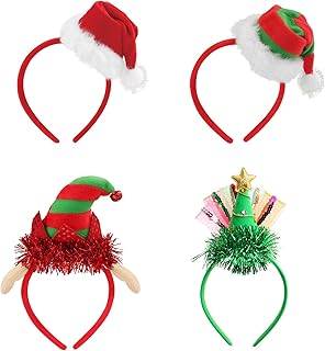 FRCOLOR 4PCS Christmas Headband Santa Hat Christmas Tree Headband Hat for Adult Children s Costumes Accessory
