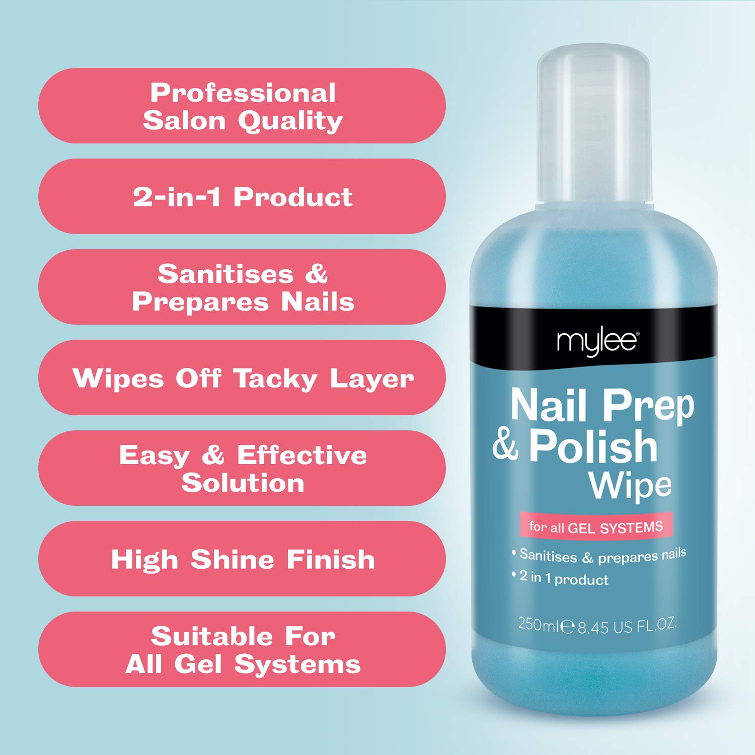 Mylee Gel Prep & Wipe Gel Nail Polish Finishing Wipe Residue Cleaner