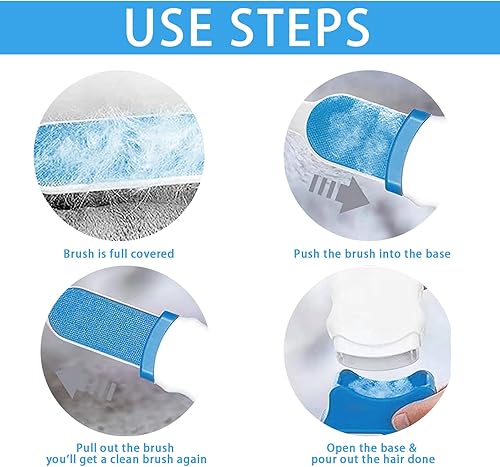 Miniatura 4 de Paquete de 2 cepillos portátiles para quitar pelusas, removedor de pelusas y pelusas para perros y gatos, cepillo de doble cara con base