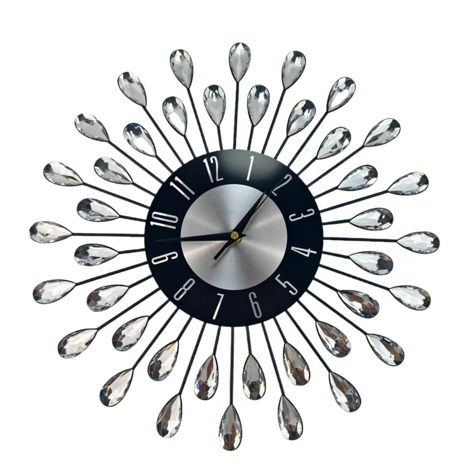 Jazuaiao Crystal Leaves Wall Clock None-Ticking Silents Battery Operated Clocks Decorative Wall Clocks for Living Room Decors Large Modern Clock for Living Room