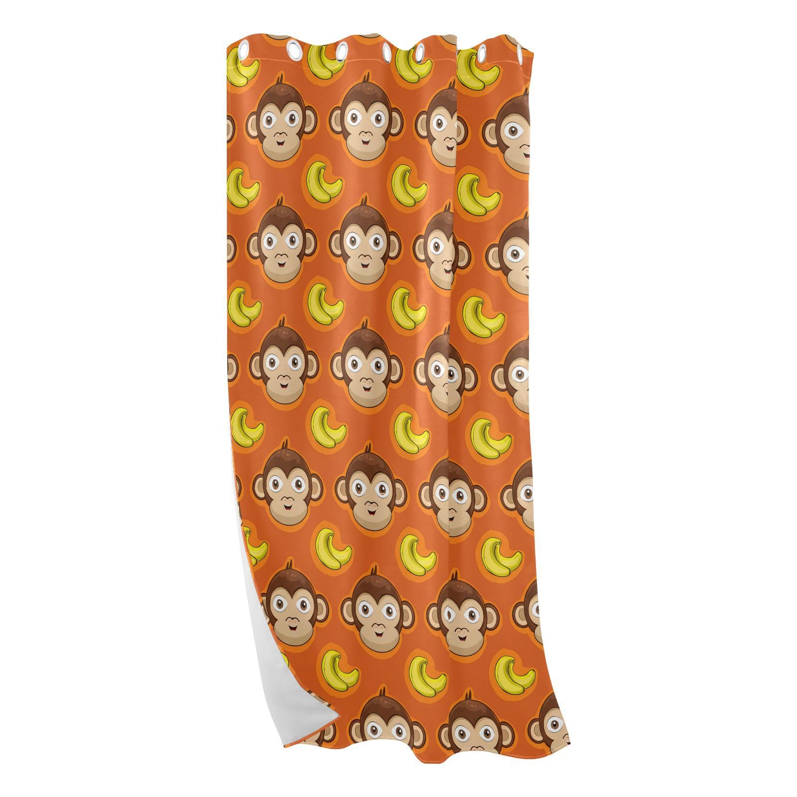J JOYSAY Cartoon Monkey Bananas Orange Blackout Window Curtain Panels Thermal Insulated Window Drapes Grommet Blackout Drapes for Living Room Bathroom 84 x 42 Inch