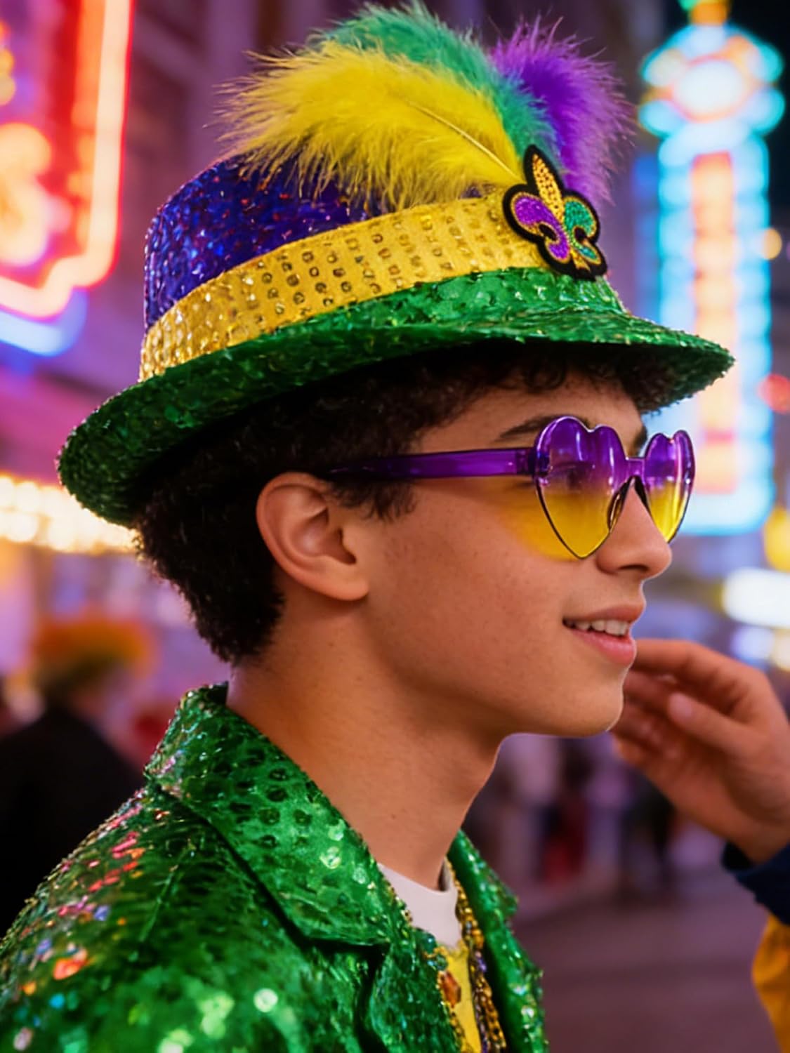 Hikkcos Mardi Gras Hat Sequin Fedora Hat Purple Yellow Green Mardi Gras Costume Accessories Headwear Parade Outfit