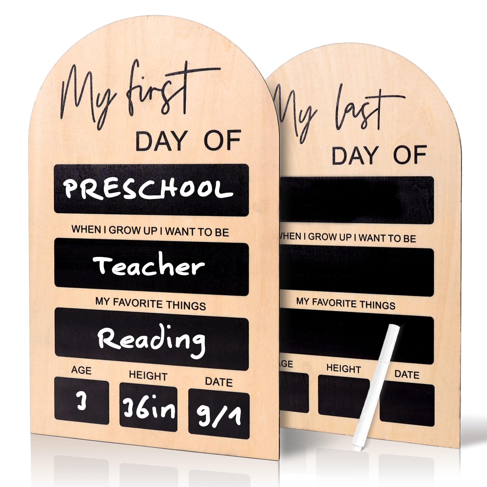 GADITIEK First Day of School Board Sign, My First Day at School Board, First and Last Day of School Message Chalkboard Double-Sided Sign for Students DIY Photo Prop Commemorate Back to School Supplies