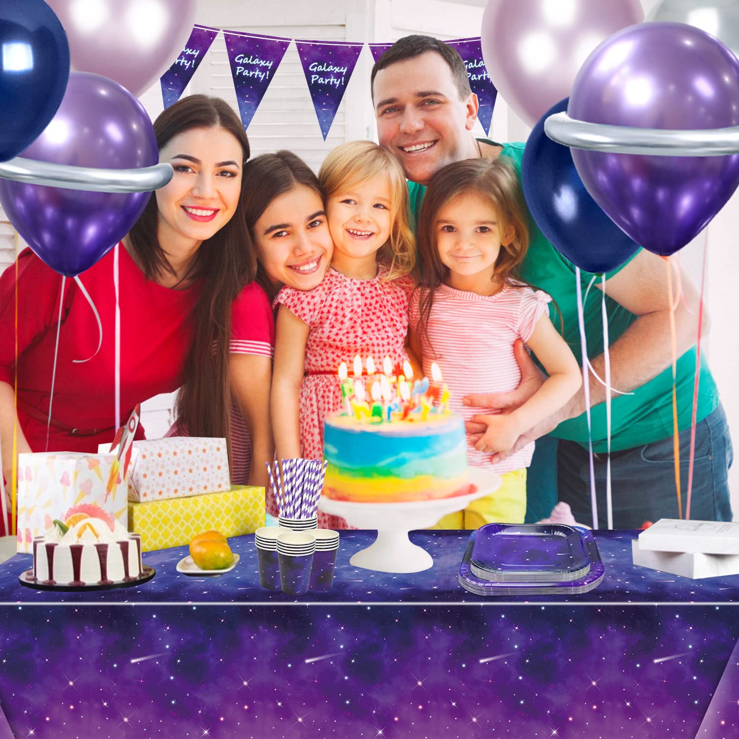 Nappe Spatiale - 1 Pièce - Nappe Galaxy - Pour Fête à Thème - Nuit étoilée - Imprimé Jetable - En Plastique - Décoration De Table Pour Anniversaire, Dîner, Pique-nique - 54 X 108 Pouces