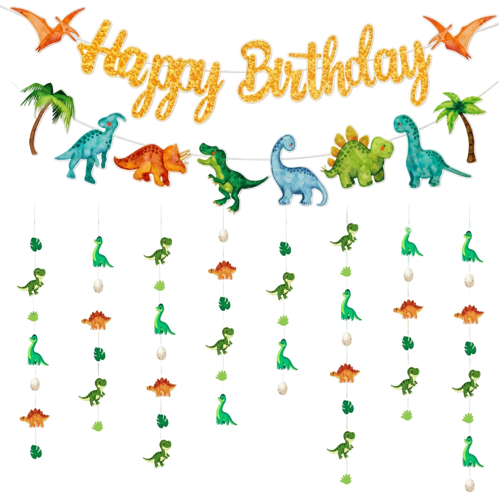 Two-Piece Dinosaur Party Decorations, Dinosaur Birthday Banner Set with Prehistoric Designs, Ideal for Themed Celebrations and Classroom Activities