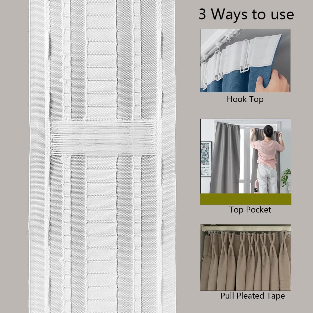 Nastro Per Tende Plissettato - 75 Mm X 5 M Bianco Per Drappeggi Eleganti - Foto 5