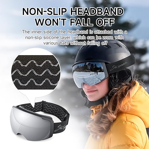 Miniatura 2 de Gafas de esquí de snowboard para hombres, mujeres, jóvenes, antivaho, 100% protección UV, gafas de esquí para snowboard