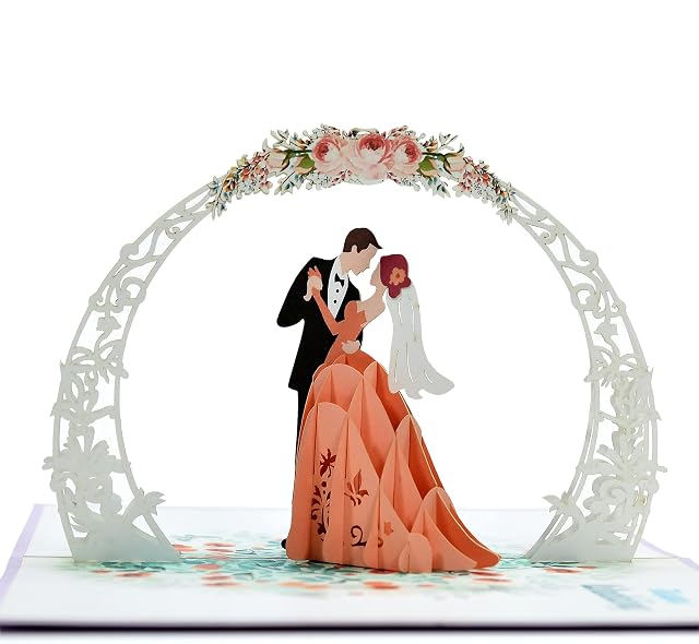 Wedding Couple Pop Up 3D card. Special Occasion Happy Wedding Couple Embrace. A Delightful surprise wedding congratulations greeting card gift for Him and Her, Anniversary card, Wedding Card