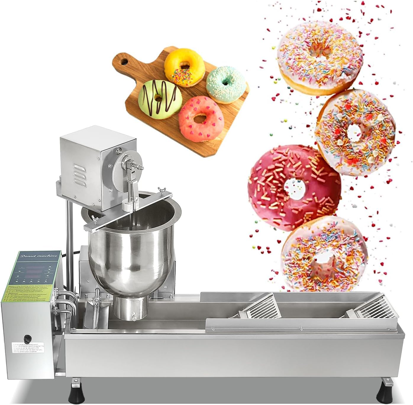 Máquina automática para hacer donas para freír, función de conteo automático, freidora de donas fácil de usar, perfecta para uso doméstico y comercial, hace deliciosas donas sin esfuerzo