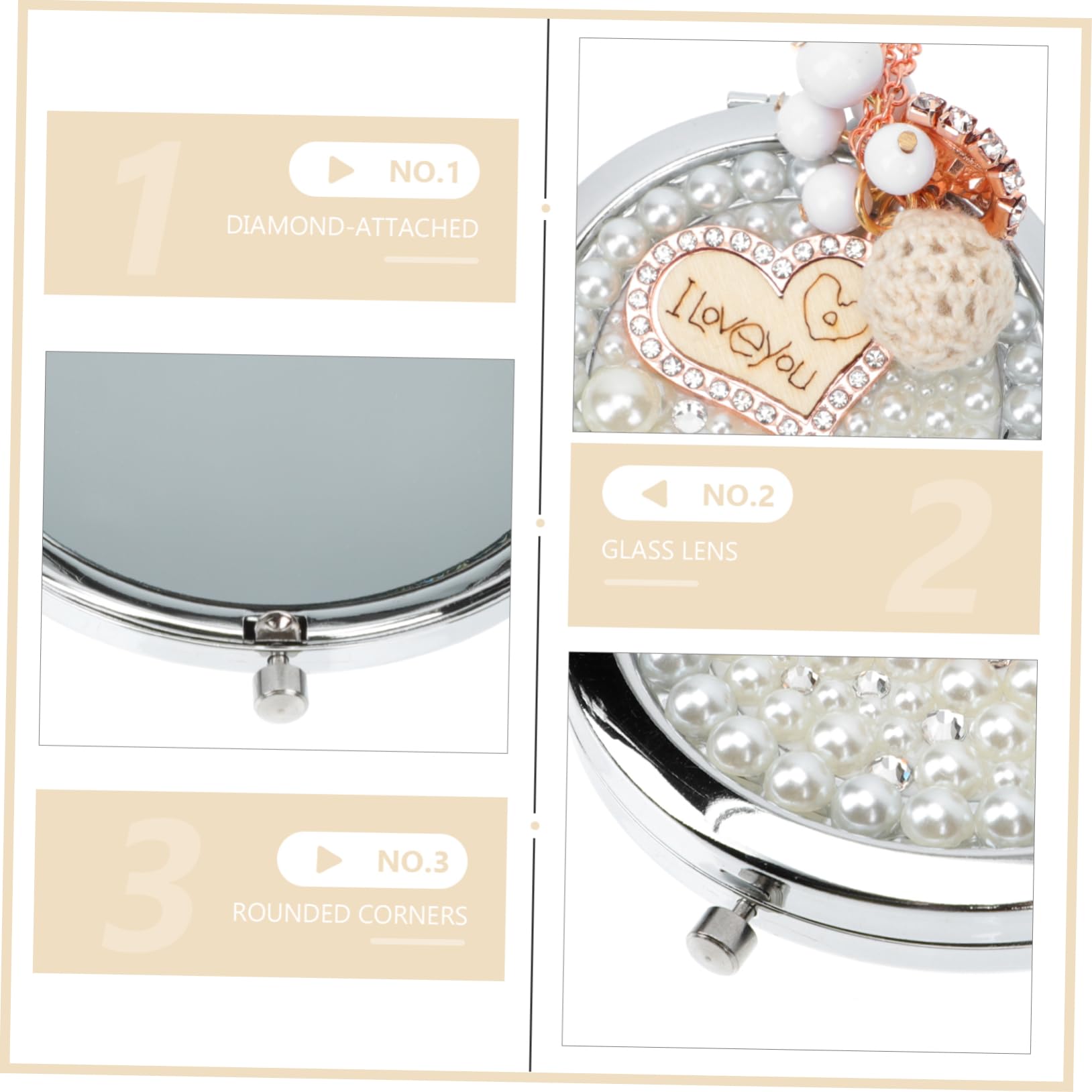 FOMIYES 3stücke Runder Kompaktspiegel Mit Quaste Und Herzdesign Tragbarer Vergrößerungsspiegel Für Makeup Für Reisen Und Unterwegs Perfektes Für Frauen Zu Besonderen Anlässen