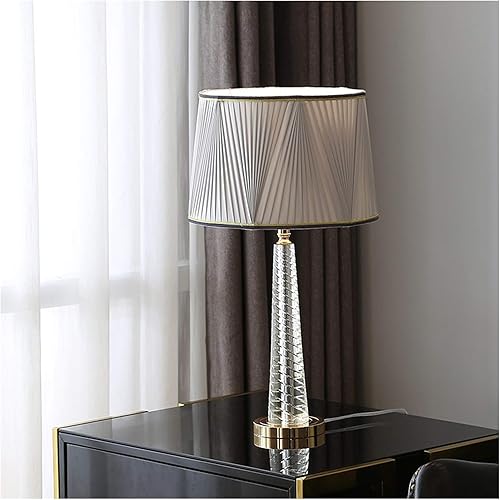 SUNESA Lámpara de mesita de noche moderna lámpara de mesa con espiral, pantalla de tambor gris de cristal para sala de estar, dormitorio familiar,