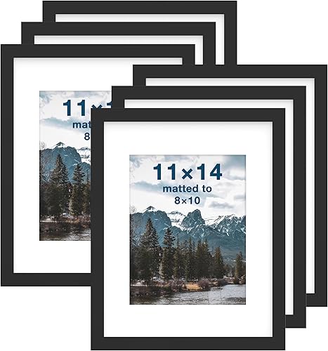 Vista 9 de FrameWorks Paquete de 2 portarretratos de 12 x 16 pulgadas con mate a 8 x 12 pulgadas, color negro, marco de fotos clásico de madera con vidrio