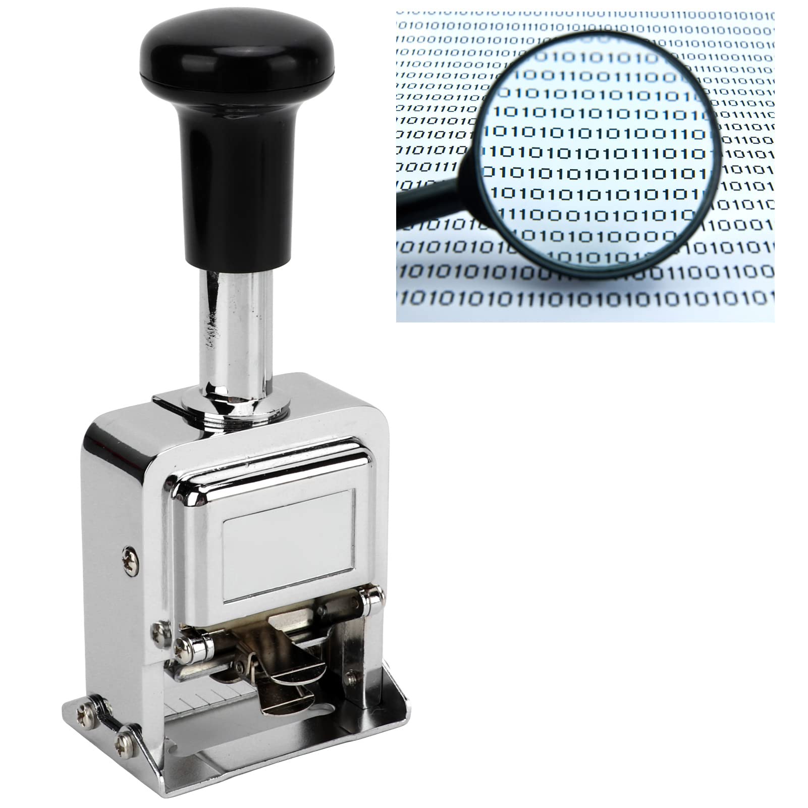 Alomejor Number Stamp with Zinc Alloy Housing, 6 Digits | Materiale durevole, Maniglia comoda, Codici chiari, Ritorno automatico dell\'inchiostro, Ideale per il settore bancario