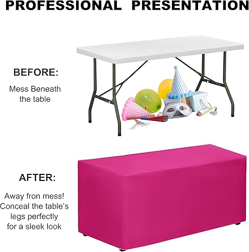 Miniatura 5 de PLOYMONO Paquete de 4 manteles rectangulares de poliéster lavable de 72 x 30 pulgadas color fucsia para mesa de bufé, banquetes, fiestas, bodas,