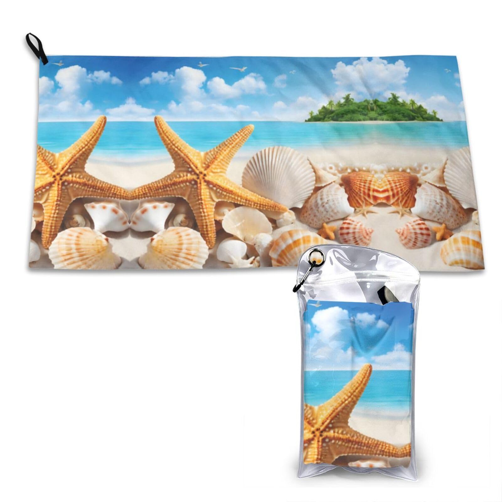 WXWJSHMGC Seashell Beach Print Cooling Towel, Gym Towel,Cooling Towels For Neck, Soft Breathable Travel Cool Towel,Sports Towels For Gym,Camping