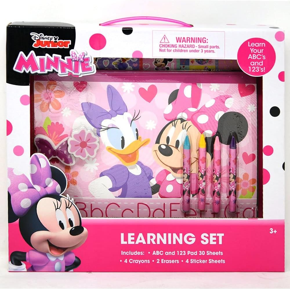 Innovative Designs Minnie Mouse Learning Set - Fun ABC Tracing Sheets for Kindergarten and Preschool, Practice Writing Numbers Workbook and Alphabet Tracing Book with Crayons, Erasers and Stickers