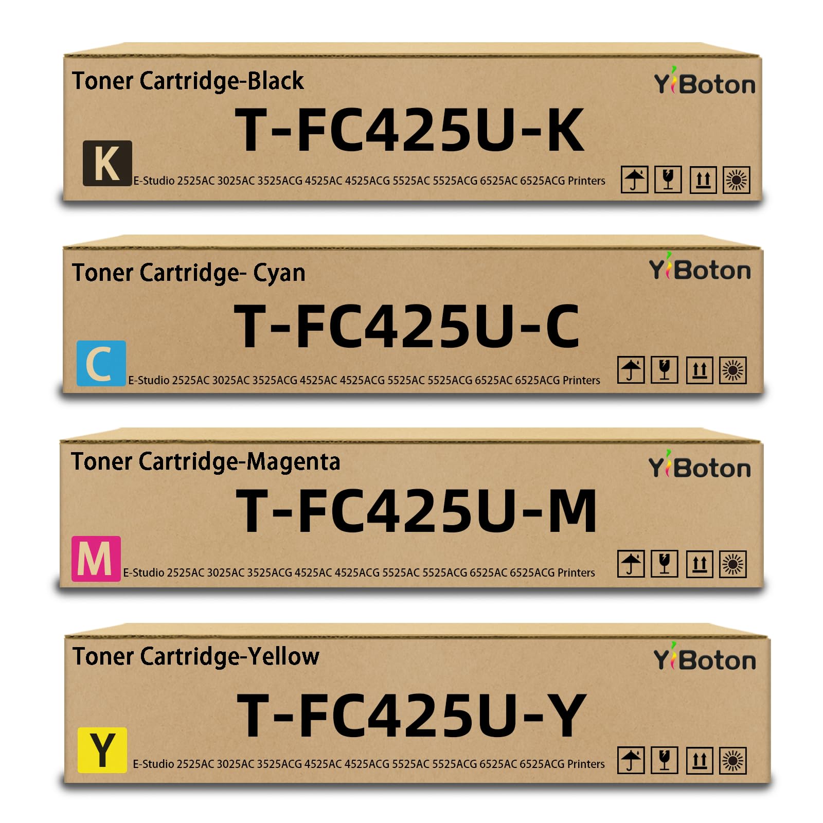 T-FC425U TFC425U-K Y/M/C High Capacity Toner Cartridge 4-Pack with New Chip | Replacement for Toshiba TFC425U T-FC425U Toner for E-Studio 2525AC 3025AC 3525AC 4525AC 5525AC 6525AC Printer