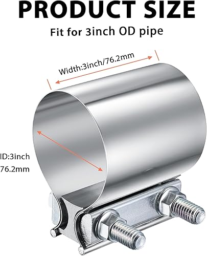 Miniatura 9 de Abrazadera de escape de 2.5 pulgadas, abrazadera de banda de escape de junta a tope de 2 12 pulgadas, acoplador de manguito de abrazadera de tubo de