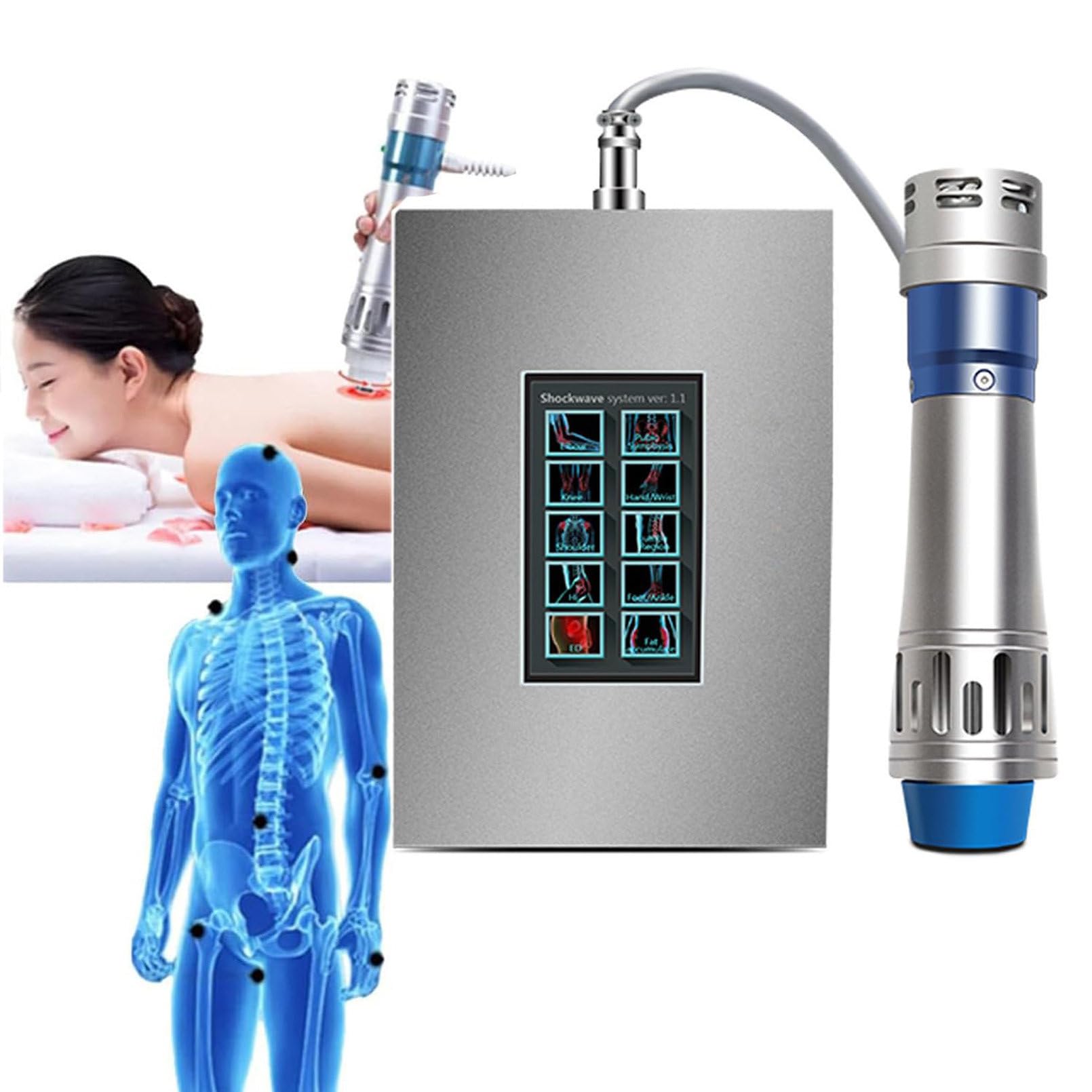 ED Shock Wave Therapy Machine, Shockwave Physiotherapy Instrument, Pain Relief Massager, Portable Fisjotherapy Massage Gun for Body Relax
