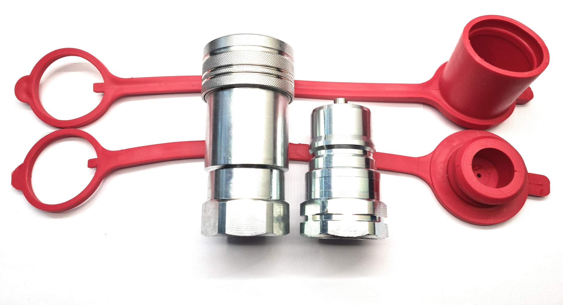 Dnp Srl Chrome Hydraulic Iso A Quick Release Coupling 1" Bsp Thread C/W Dust Plug & Cap