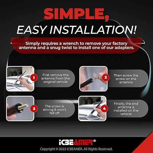 Miniatura 6 de ICBEAMER - Antena automotriz de radio AMFM hecha de aluminio de 3 pulgadas (76 mm), con la bandera de México y una bobina de cobre interna de ajuste